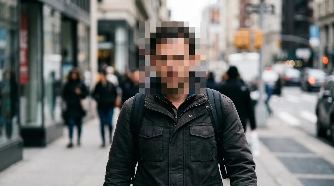 Photo with pixelated face for privacy