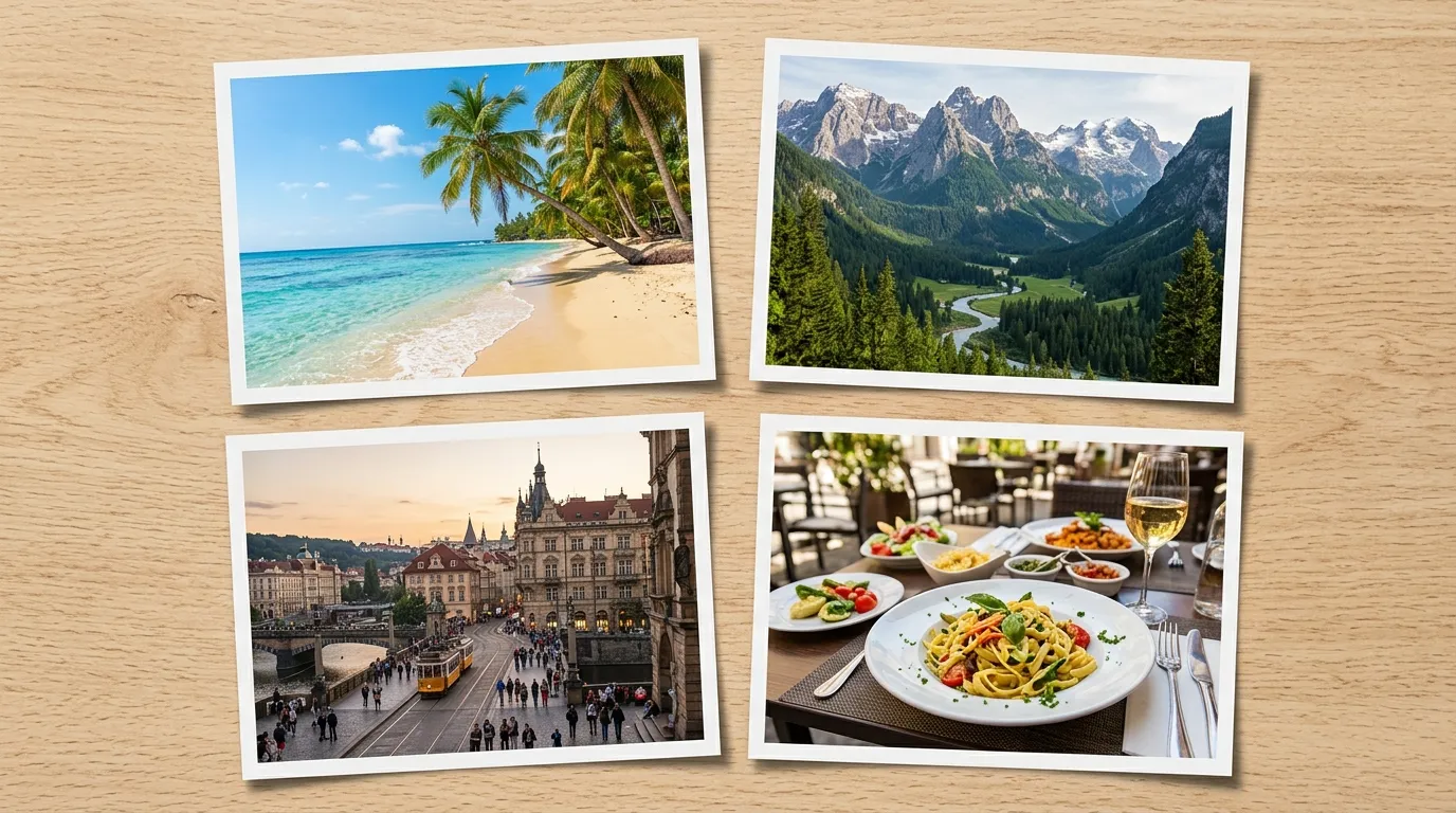 Photo collage grid of travel pictures