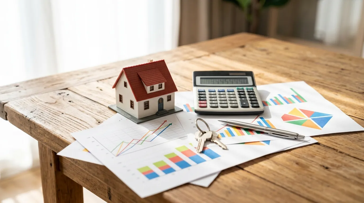 House with mortgage payment chart and keys