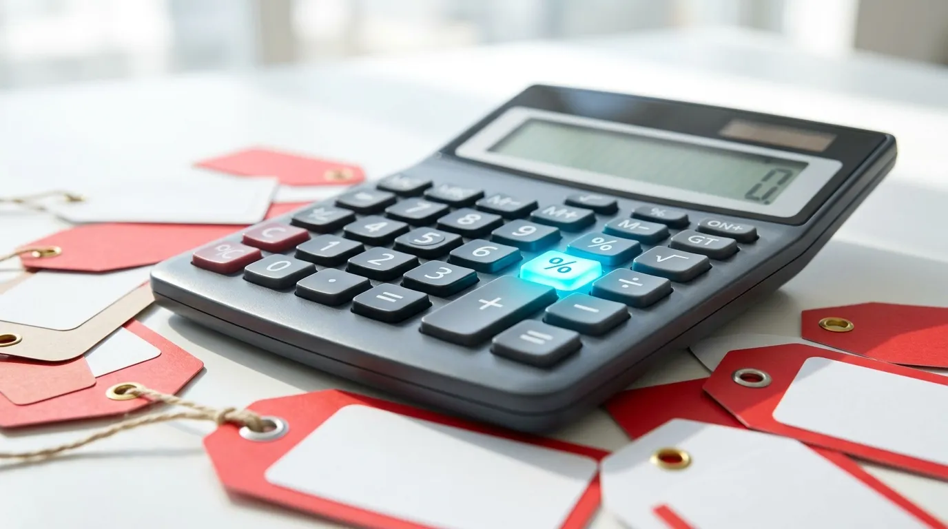 Calculator showing percentage discount math